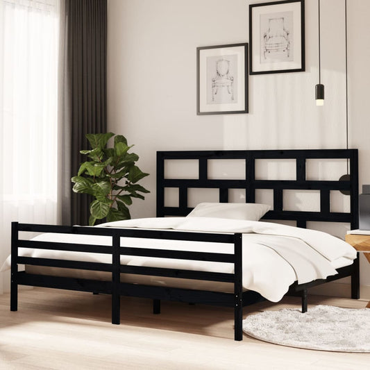 vidaXL Bed Frame Black Solid Wood Pine 200x200 cm