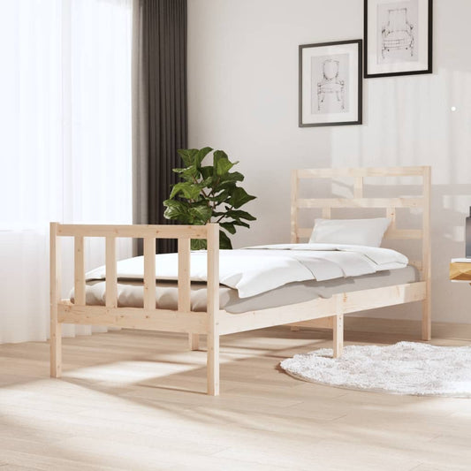 vidaXL Bed Frame Solid Wood Pine 75x190 cm Small Single