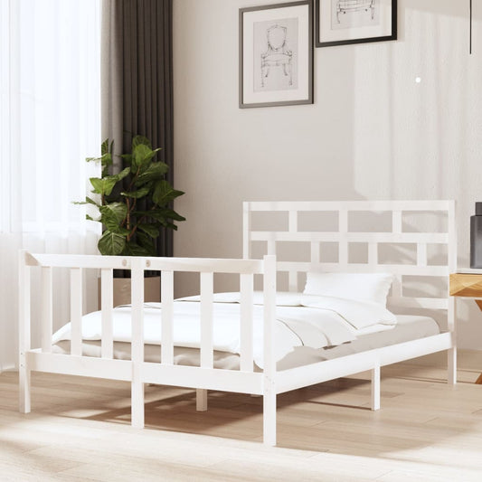 vidaXL Bed Frame White Solid Wood Pine 140x190 cm