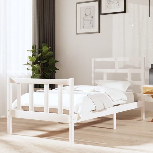 vidaXL Bed Frame White Solid Wood Pine 90x200 cm
