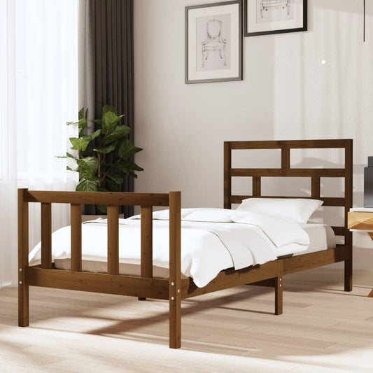 vidaXL Bed Frame Honey Brown Solid Wood Pine 90x200 cm