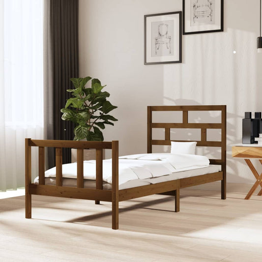 vidaXL Bed Frame Honey Brown Solid Wood Pine 100x200 cm