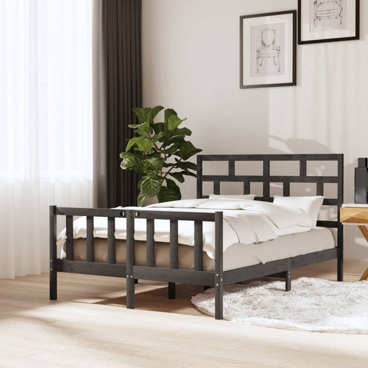 vidaXL Bed Frame Grey Solid Wood Pine 120x200 cm