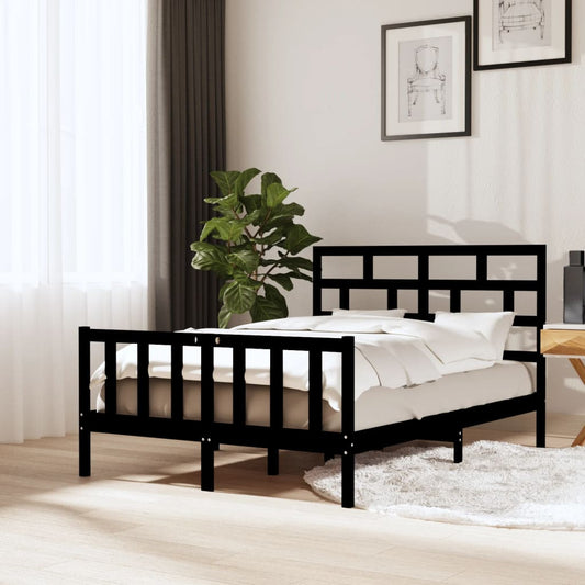 vidaXL Bed Frame Black Solid Wood Pine 120x200 cm