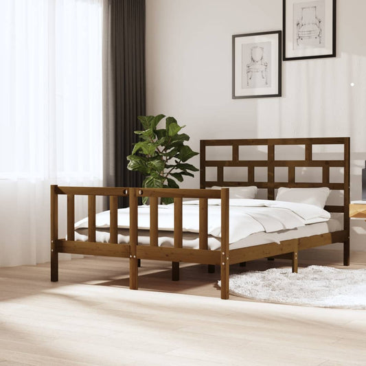 vidaXL Bed Frame Honey Brown Solid Wood Pine 140x200 cm