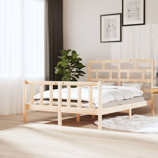 vidaXL Bed Frame Solid Wood Pine 150x200 cm King Size