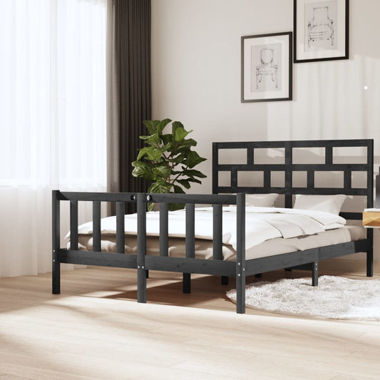 vidaXL Bed Frame Grey Solid Wood Pine 160x200 cm