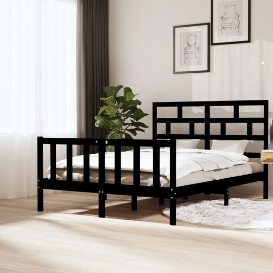 vidaXL Bed Frame Black Solid Wood Pine 160x200 cm