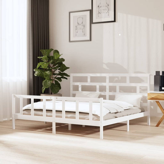 vidaXL Bed Frame White Solid Wood Pine 200x200 cm