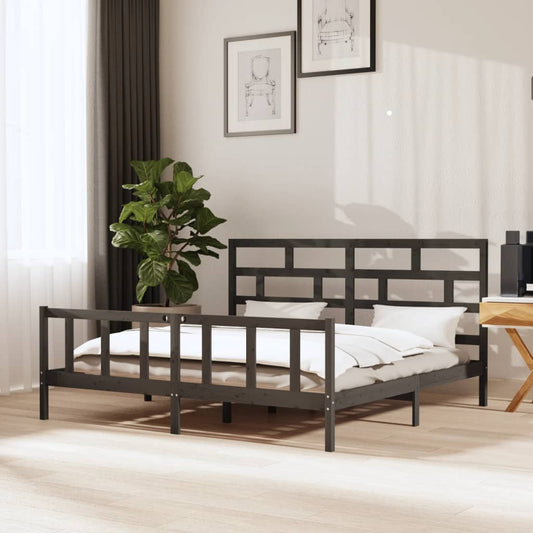 vidaXL Bed Frame Grey Solid Wood Pine 200x200 cm