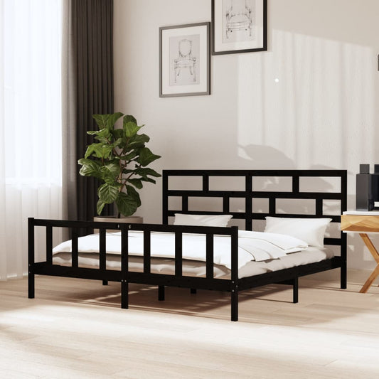 vidaXL Bed Frame Black Solid Wood Pine 200x200 cm
