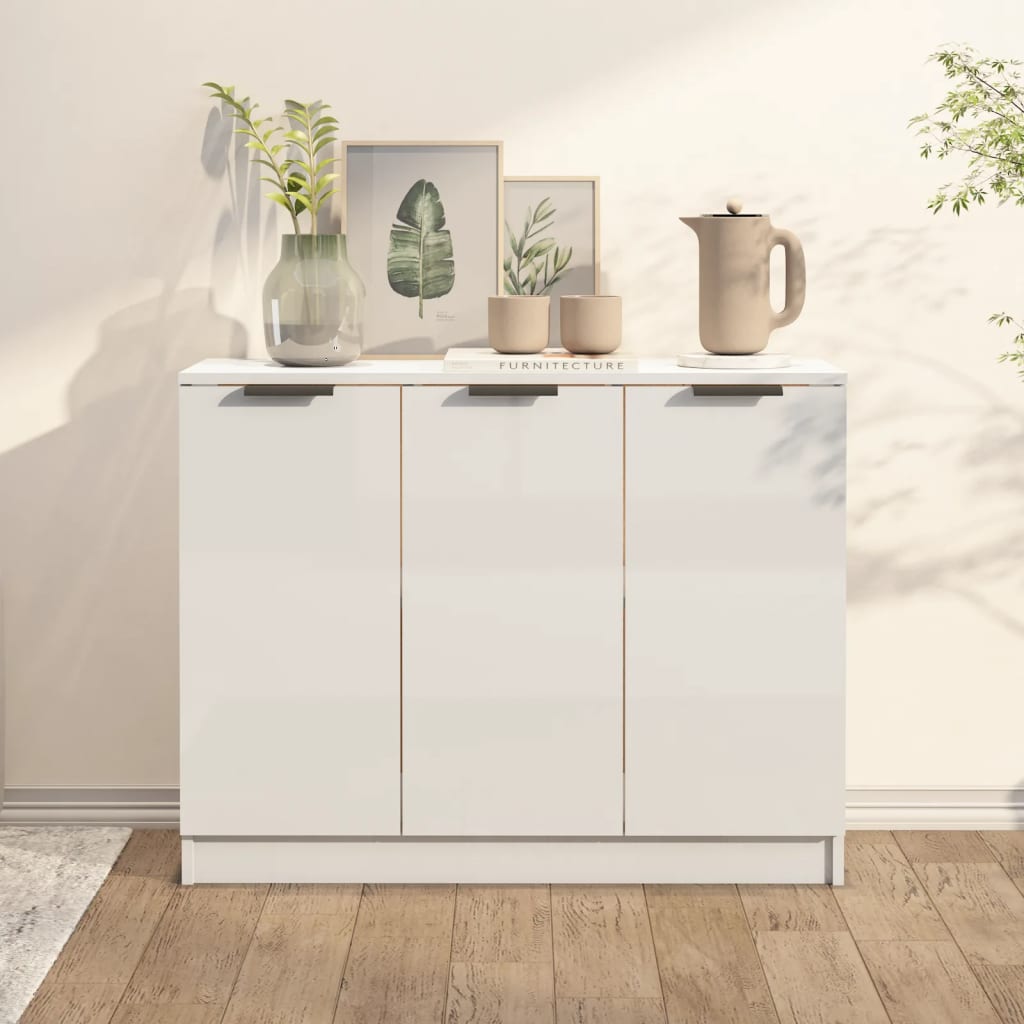 vidaXL Sideboard High Gloss White 90.5x30x70 cm Engineered Wood