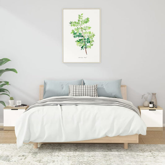 vidaXL Bedside Cabinets 2 pcs White&Sonoma Oak 40x39x40 cm