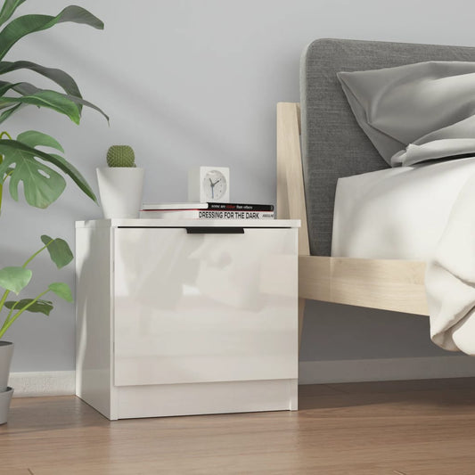 vidaXL Bedside Cabinet High Gloss White 40x39x40 cm