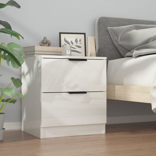 vidaXL Bedside Cabinet High Gloss White Engineered Wood