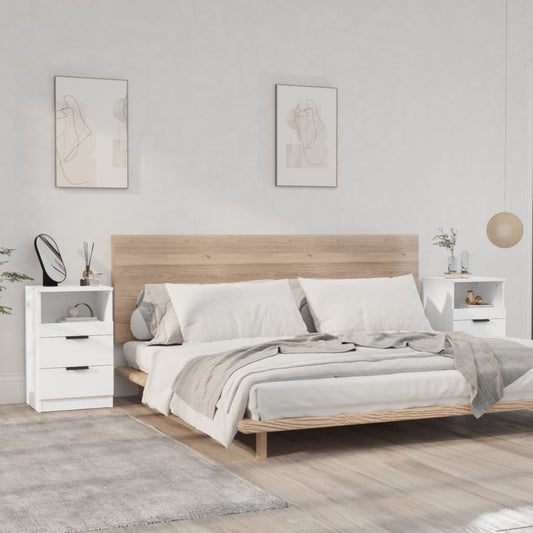 vidaXL Bedside Cabinets 2 pcs White Engineered Wood
