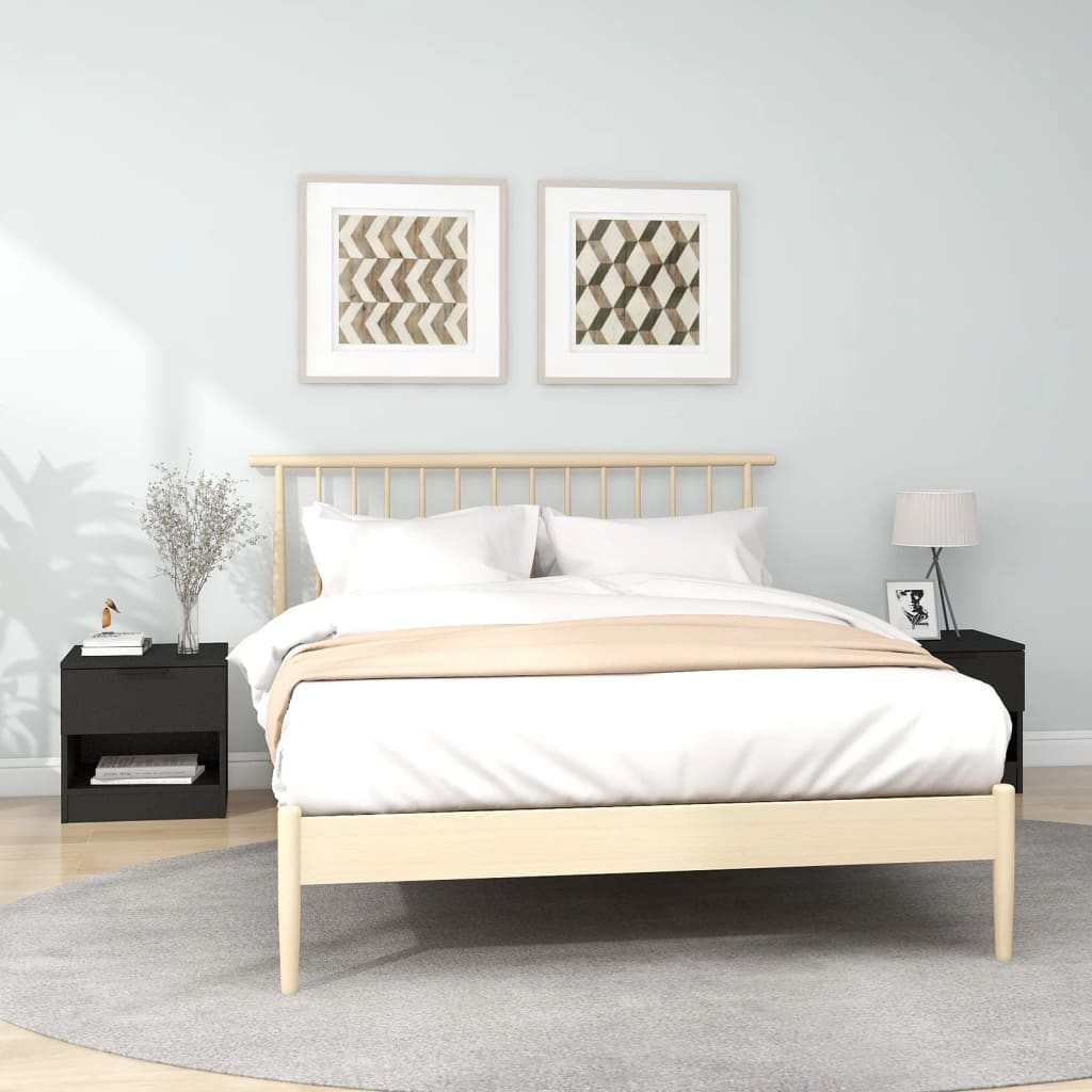 vidaXL Bedside Cabinets 2 pcs Black Engineered Wood