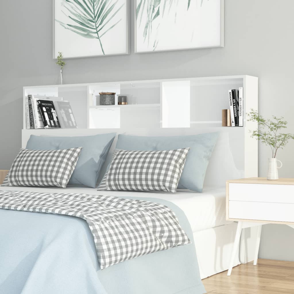 vidaXL Headboard Cabinet High Gloss White 160x19x103.5 cm
