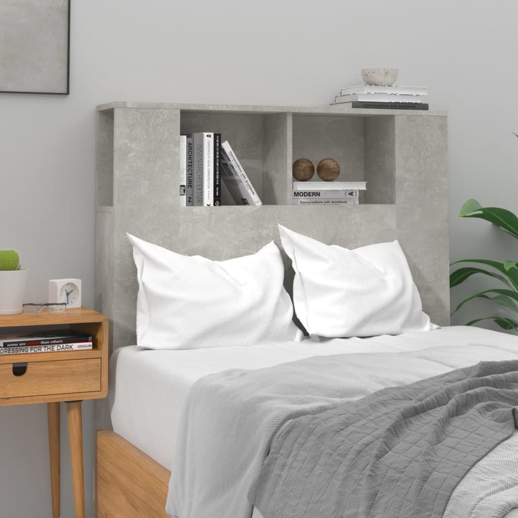 vidaXL Headboard Cabinet Concrete Grey 100x18.5x104.5 cm