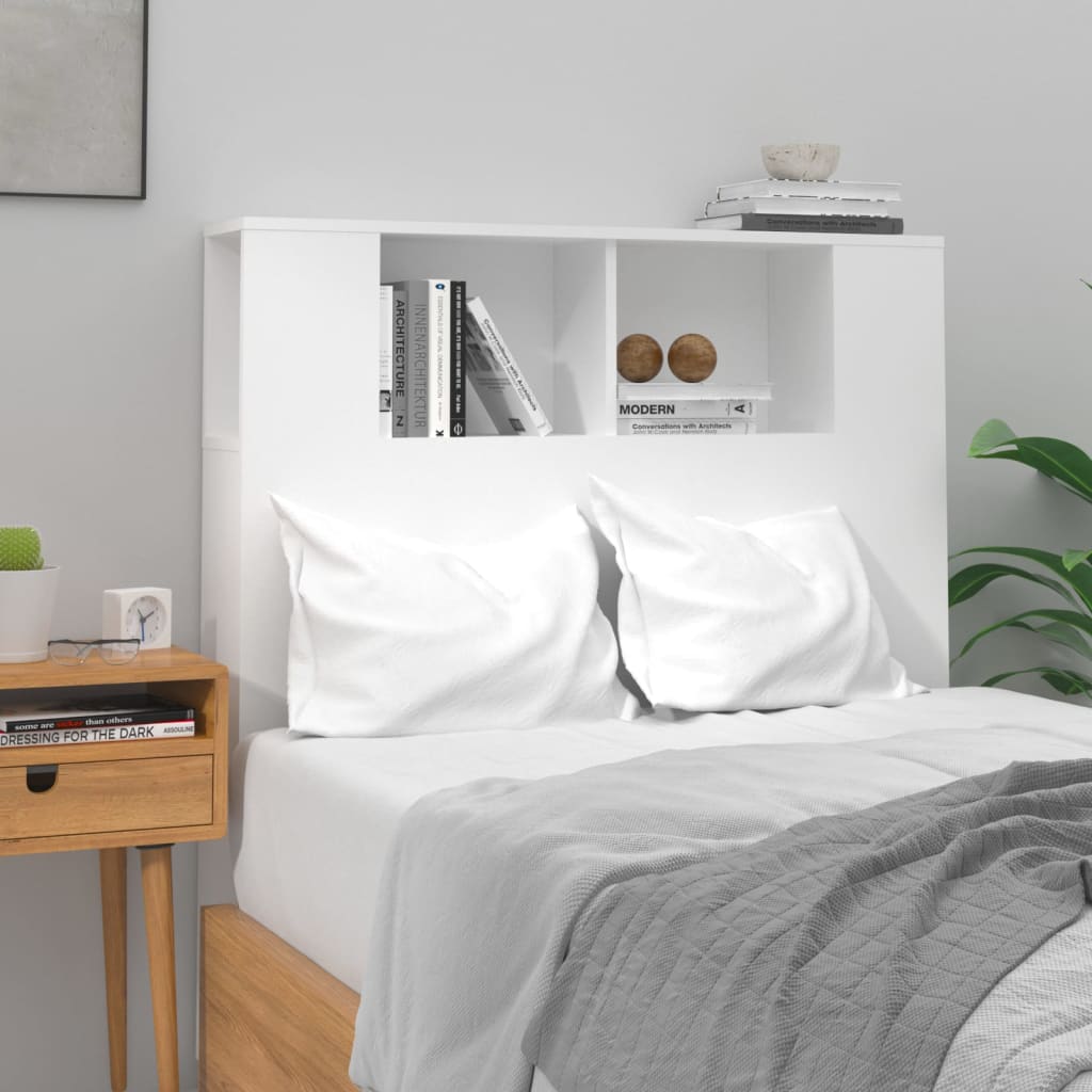 vidaXL Headboard Cabinet High Gloss White 100x18.5x104.5 cm