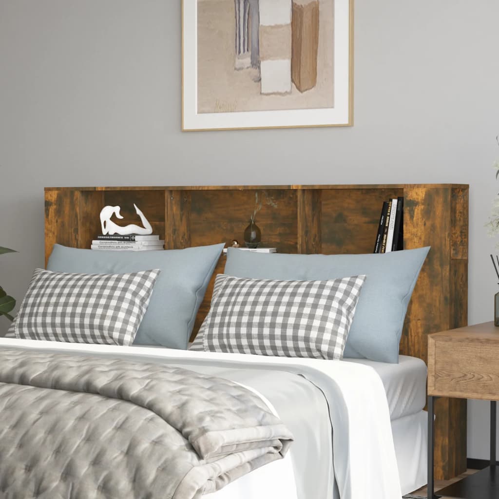 vidaXL Headboard Cabinet Smoked Oak 180x18.5x104.5 cm