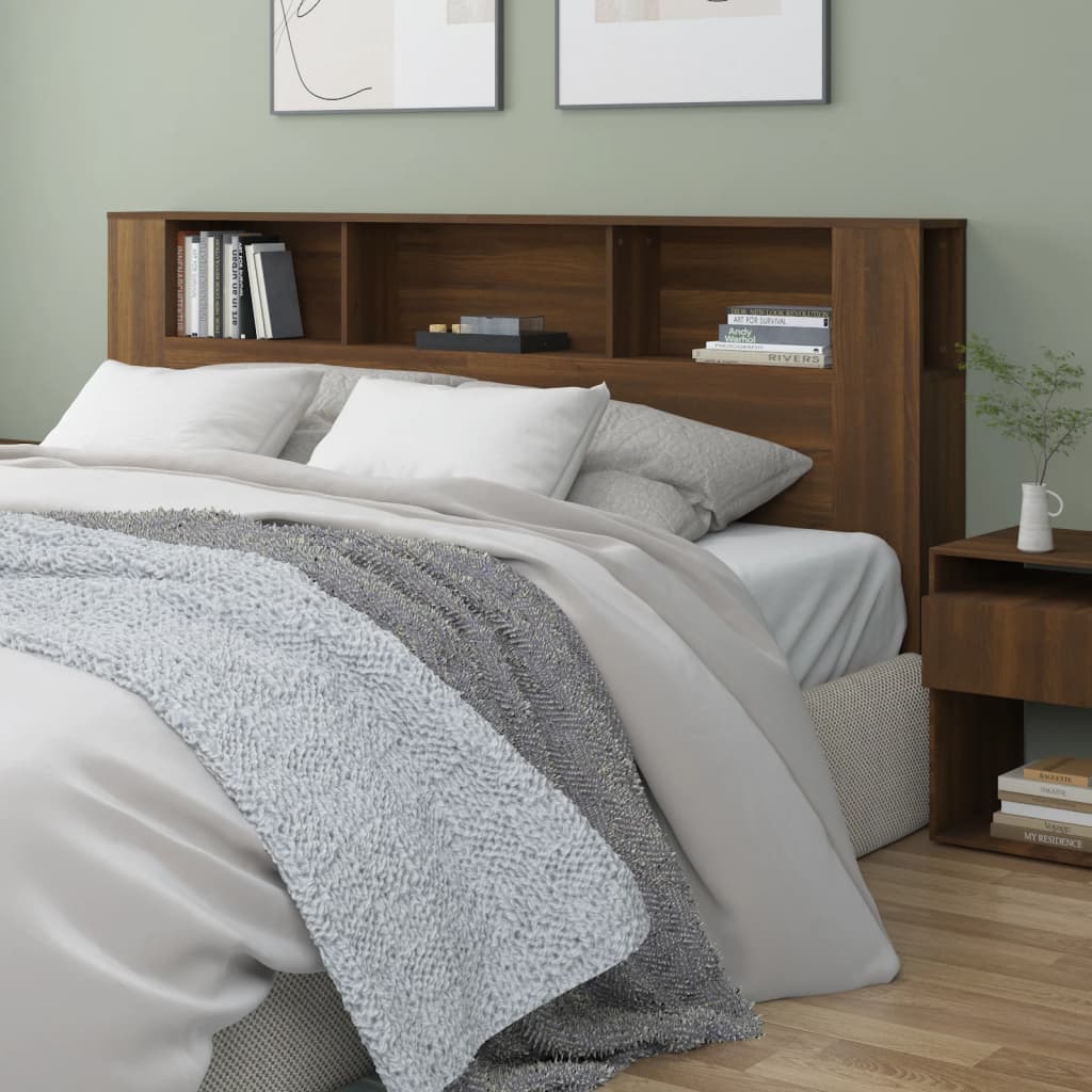 vidaXL Headboard Cabinet Brown Oak 200x18.5x104.5 cm
