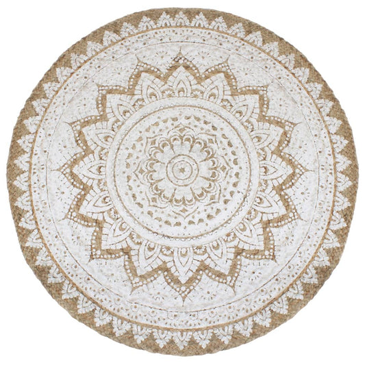 vidaXL Area Rug Braided Jute Printed 180 cm Round