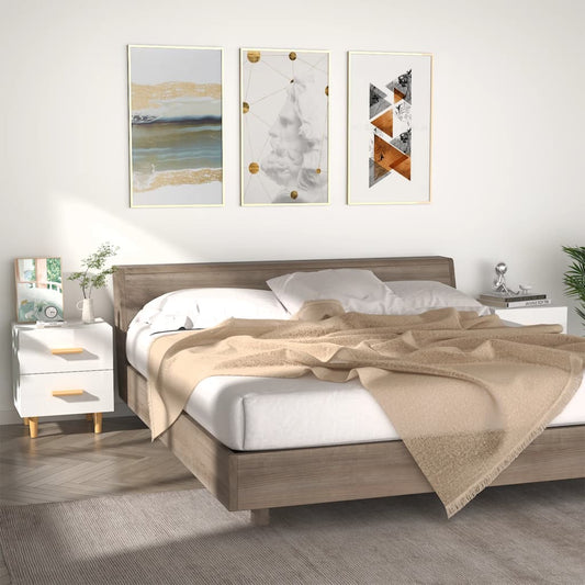 vidaXL Bed Cabinets 2 pcs High Gloss White 40x35x47.5 cm