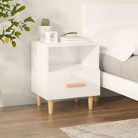 vidaXL Bedside Cabinet High Gloss White 40x35x47 cm