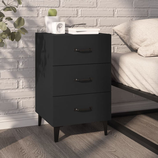 vidaXL Bedside Cabinet Black 40x40x66 cm Engineered Wood