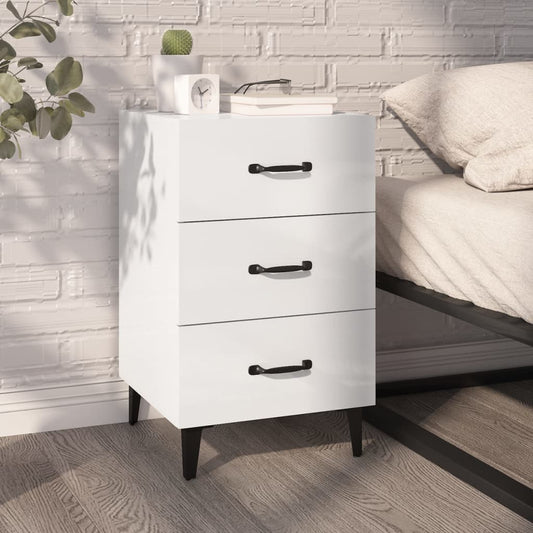 vidaXL Bedside Cabinet High Gloss White 40x40x66 cm Engineered Wood