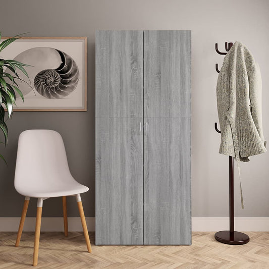 vidaXL Shoe Cabinet Grey Sonoma 80x35.5x180 cm Engineered Wood