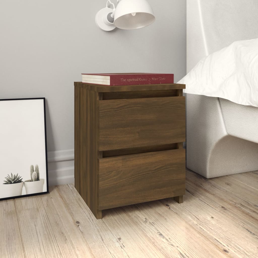 vidaXL Bedside Cabinets 2 pcs Brown Oak 30x30x40 cm Engineered Wood