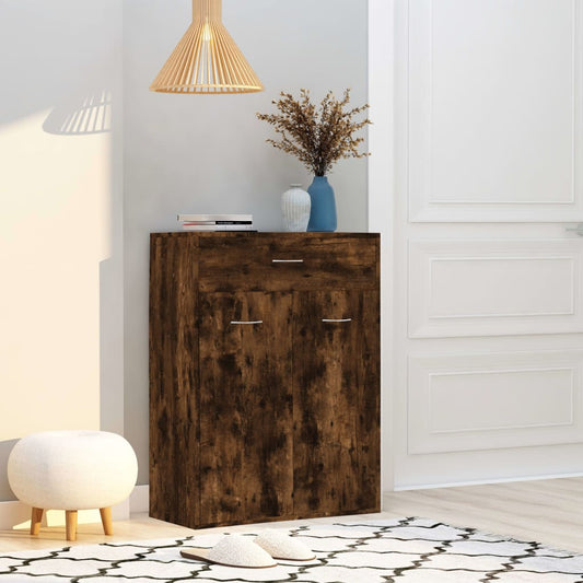 vidaXL Shoe Cabinet Smoked Oak 60x35x84 cm Engineered Wood