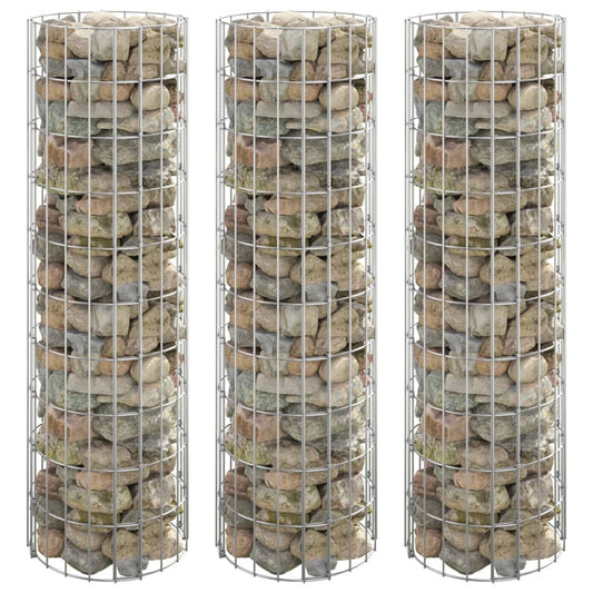 vidaXL Circular Gabion Raised Beds 3 pcs Galvanised Steel Ì÷30x100 cm