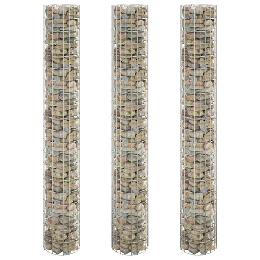 vidaXL Circular Gabion Raised Beds 3 pcs Galvanised Steel Ì÷30x200 cm