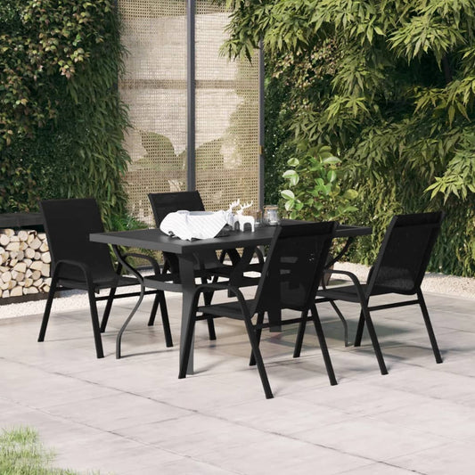 vidaXL 5 Piece Garden Dining Set Black