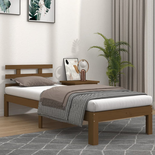 vidaXL Bed Frame Honey Brown Solid Wood 100x200 cm