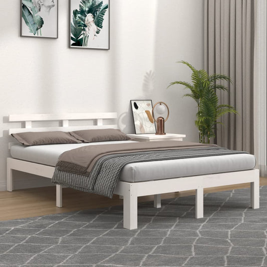 vidaXL Bed Frame White Solid Wood 140x200 cm