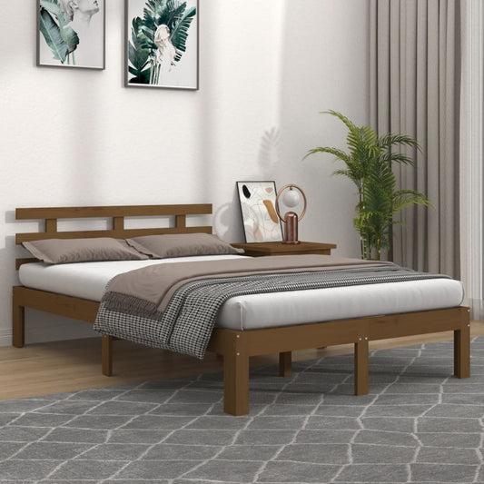 vidaXL Bed Frame Honey Brown Solid Wood 140x200 cm