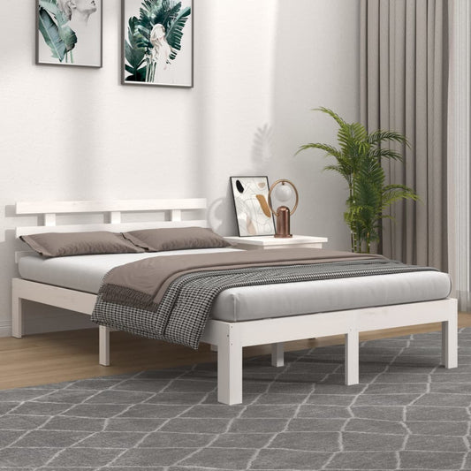 vidaXL Bed Frame White Solid Wood 180x200 cm Super King Size