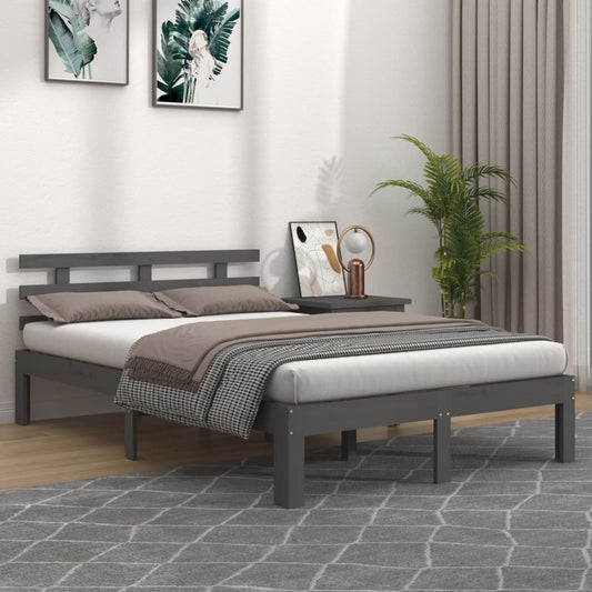 vidaXL Bed Frame Grey Solid Wood 200x200 cm
