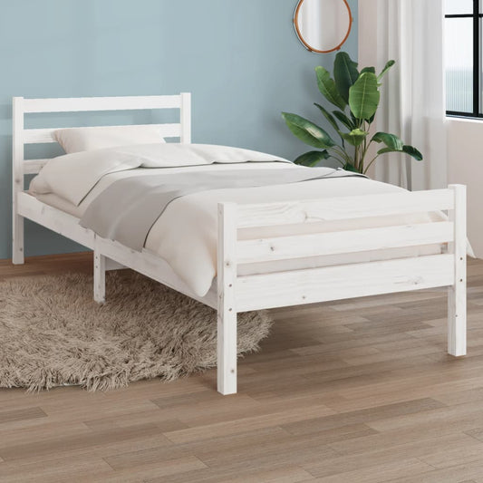 vidaXL Bed Frame White Solid Wood 90x190 cm Single