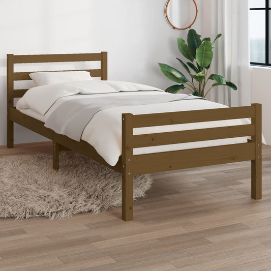 vidaXL Bed Frame Honey Brown Solid Wood 90x200 cm
