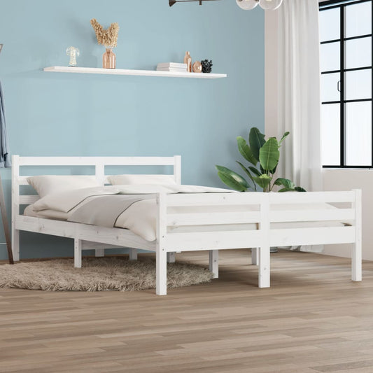 vidaXL Bed Frame White Solid Wood 120x200 cm