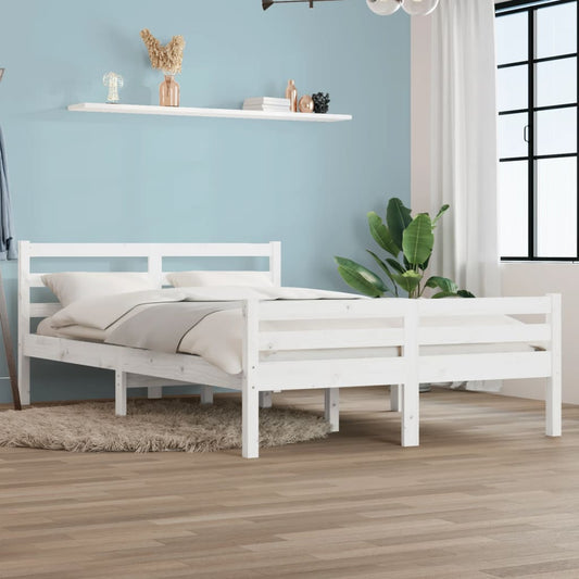 vidaXL Bed Frame White Solid Wood 160x200 cm
