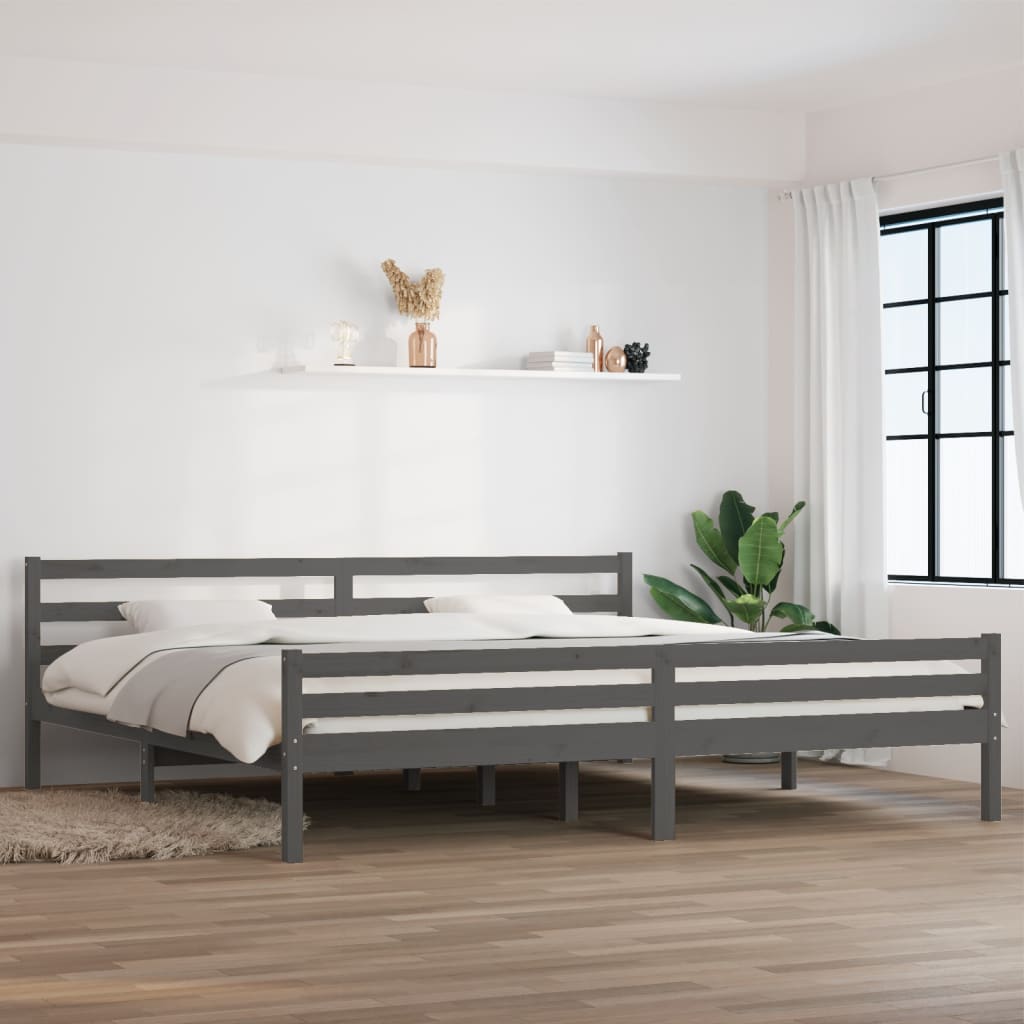 vidaXL Bed Frame Grey Solid Wood 200x200 cm