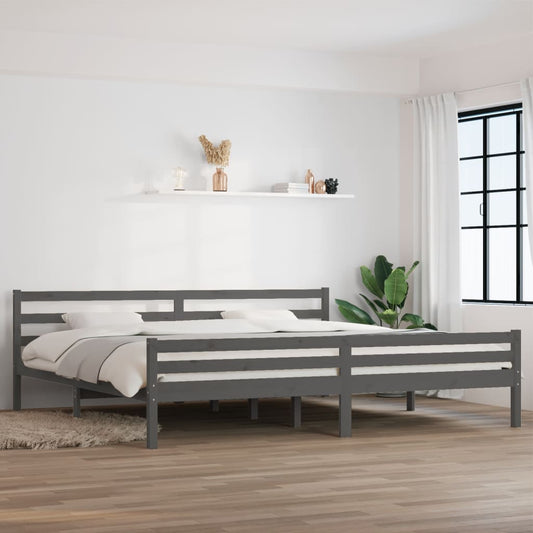 vidaXL Bed Frame Grey Solid Wood 200x200 cm