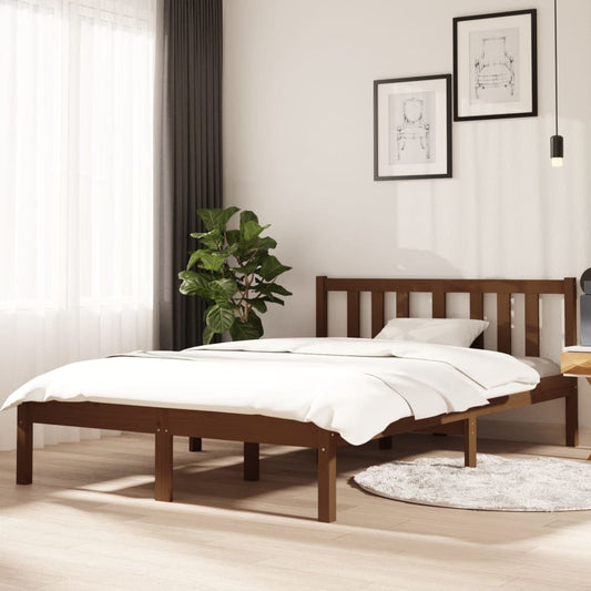 vidaXL Bed Frame Honey Brown Solid Wood 120x190 cm Small Double