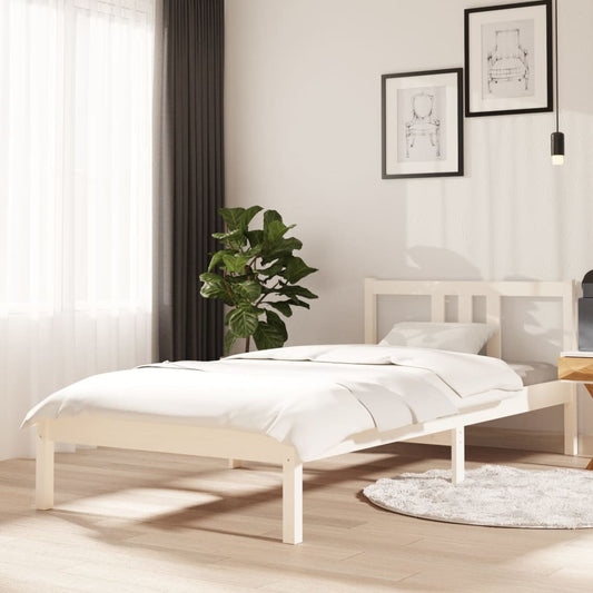 vidaXL Bed Frame White Solid Wood 90x200 cm